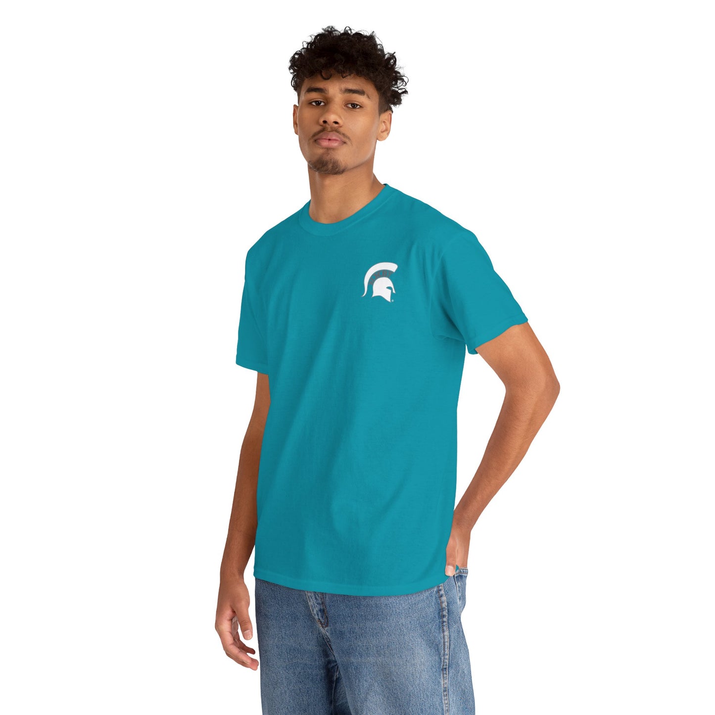 Spartan White Logo Gildan Tee