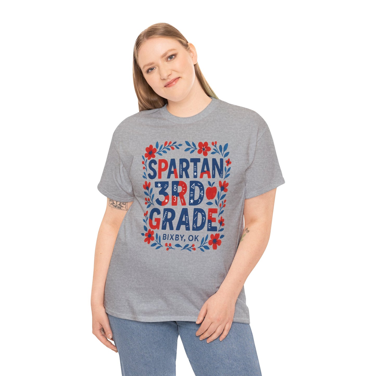 Floral Third Grade Spartan Gildan Tee