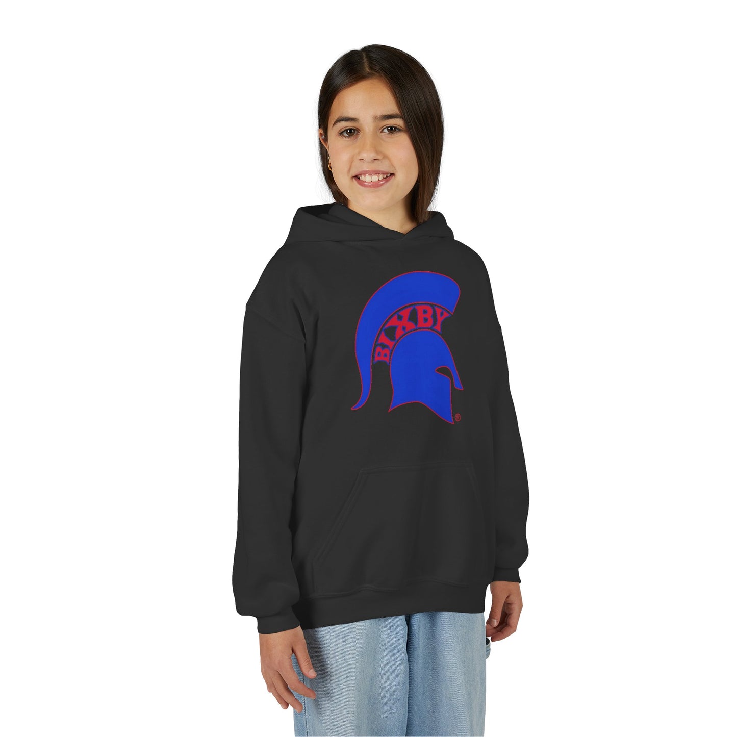 Spartan Blue Logo Youth Gildan Hoodie