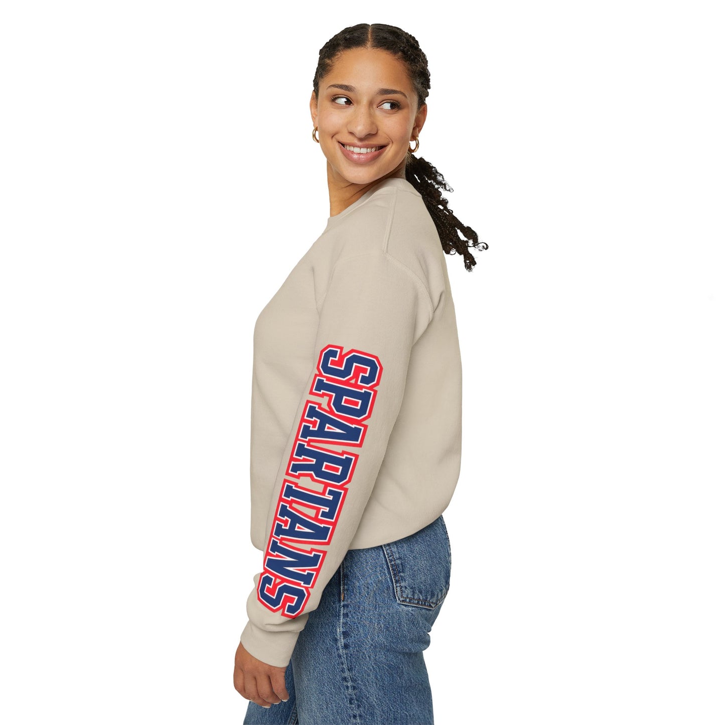 Spartans Athletic Letter Gildan Sleeve Print Sweatshirt
