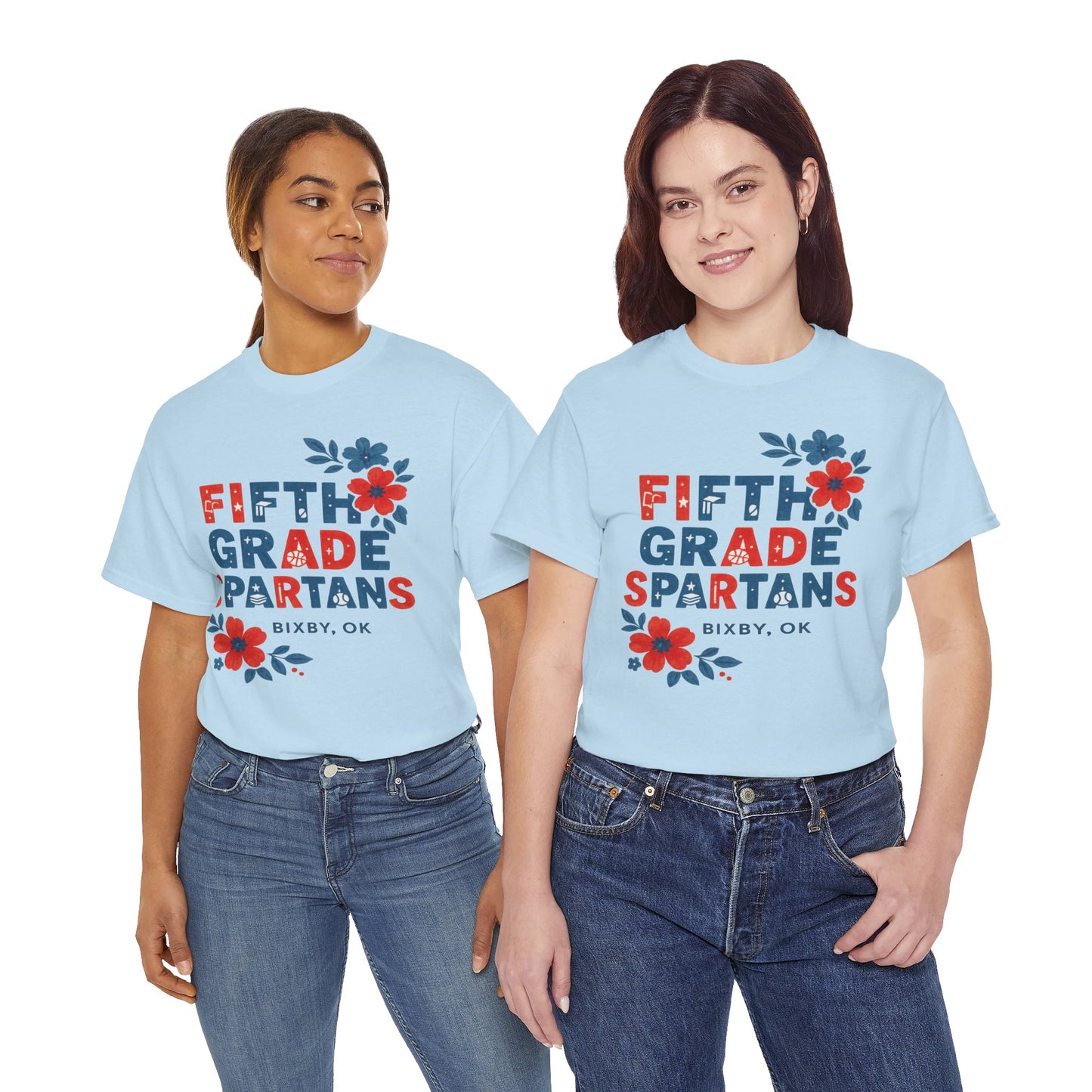 Floral Fifth Grade Spartan Gildan Tee
