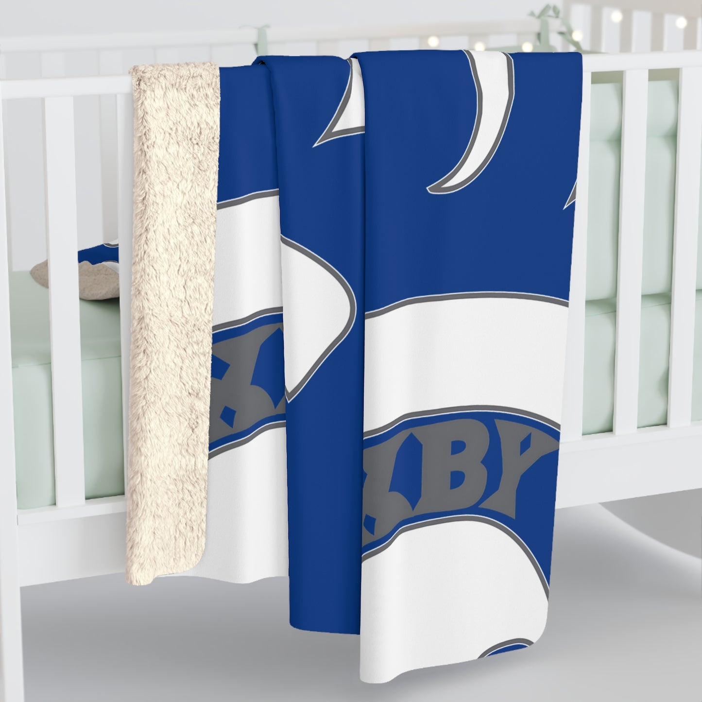 Spartan White Large Pattern Logo Comfy Sherpa Fleece Blanket