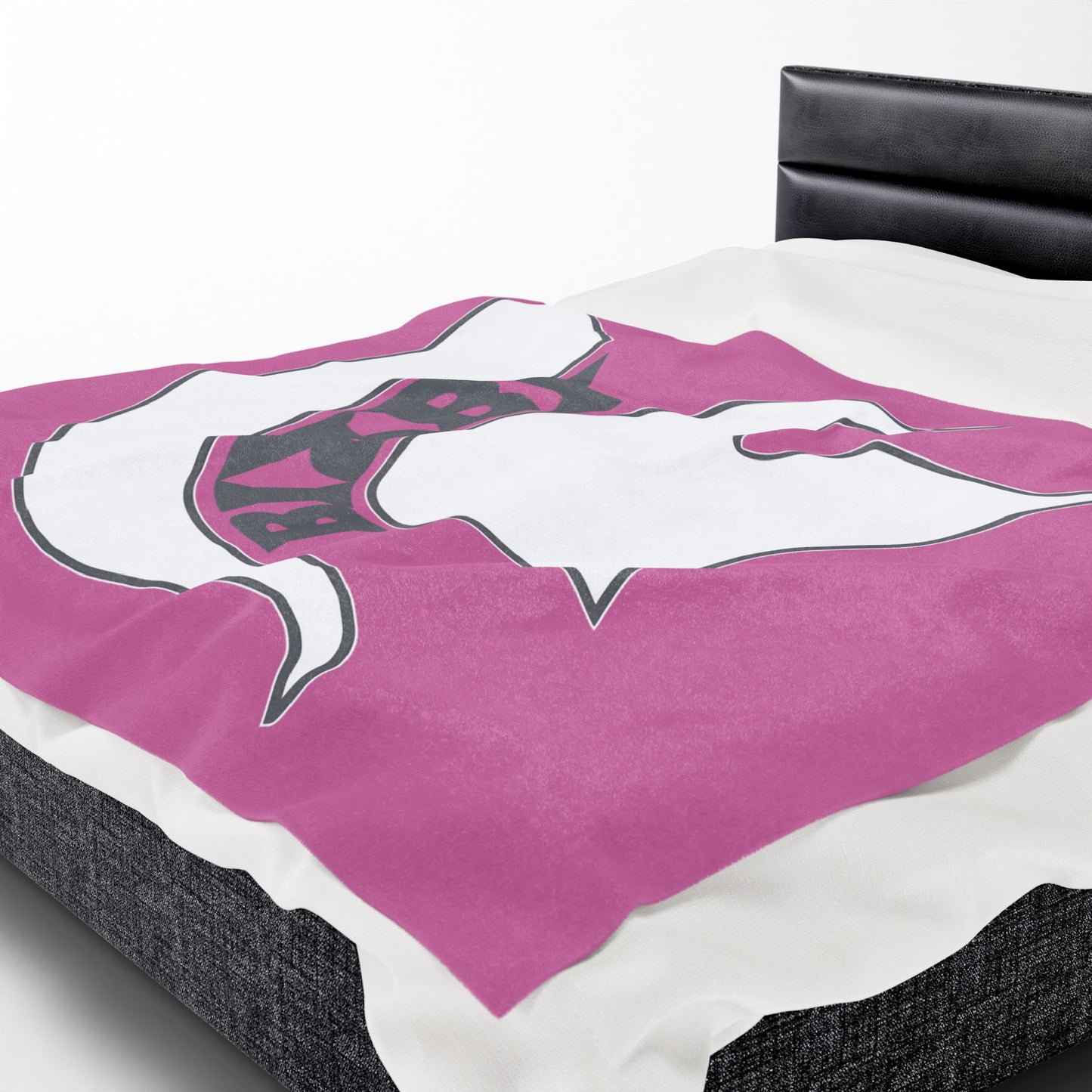 Spartan White Logo Velveteen Plush Pink Blanket