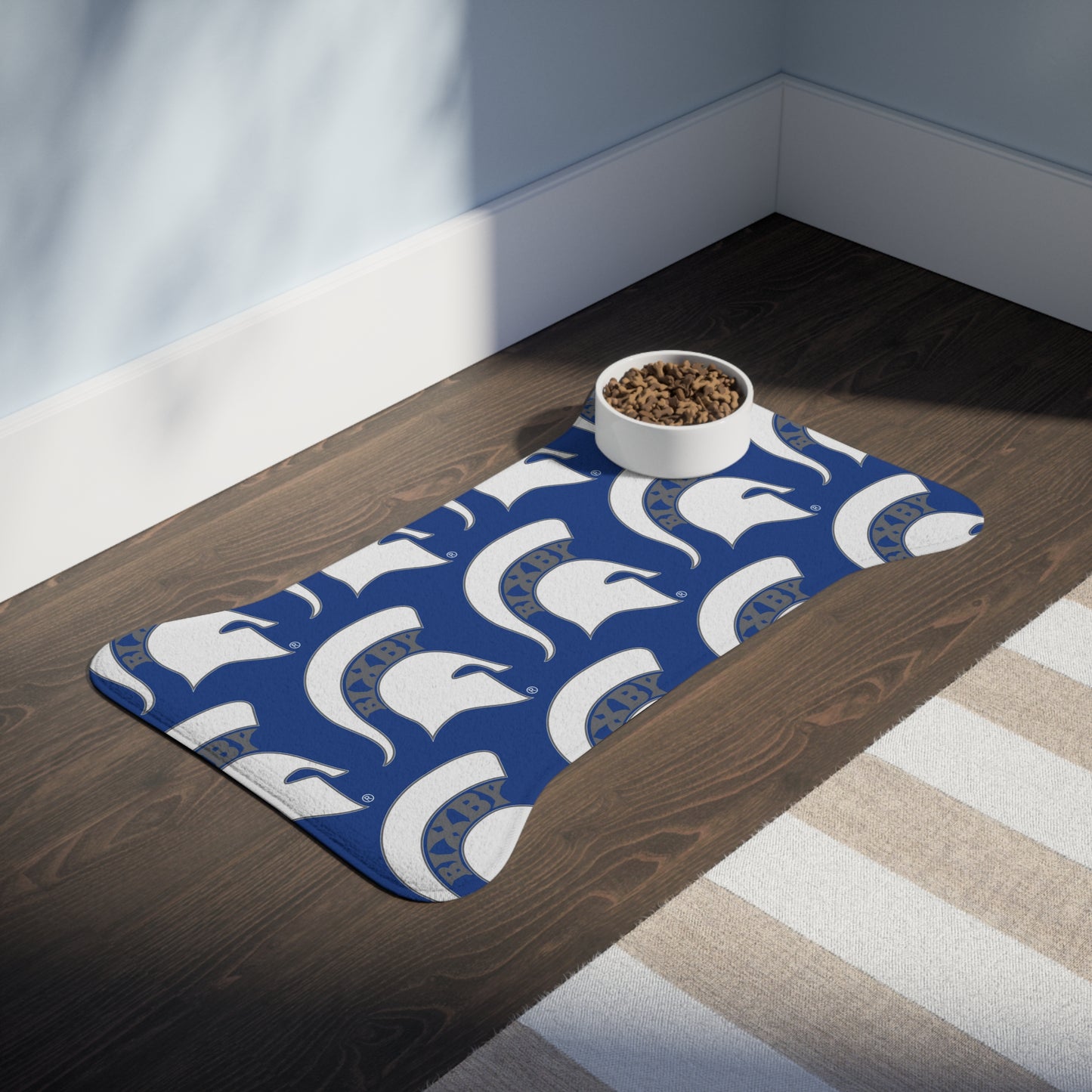 Spartan White Logo Pet Feeding Mat