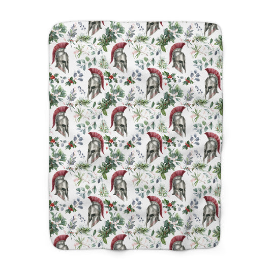 Spartan Christmas Floral Sherpa Fleece Blanket