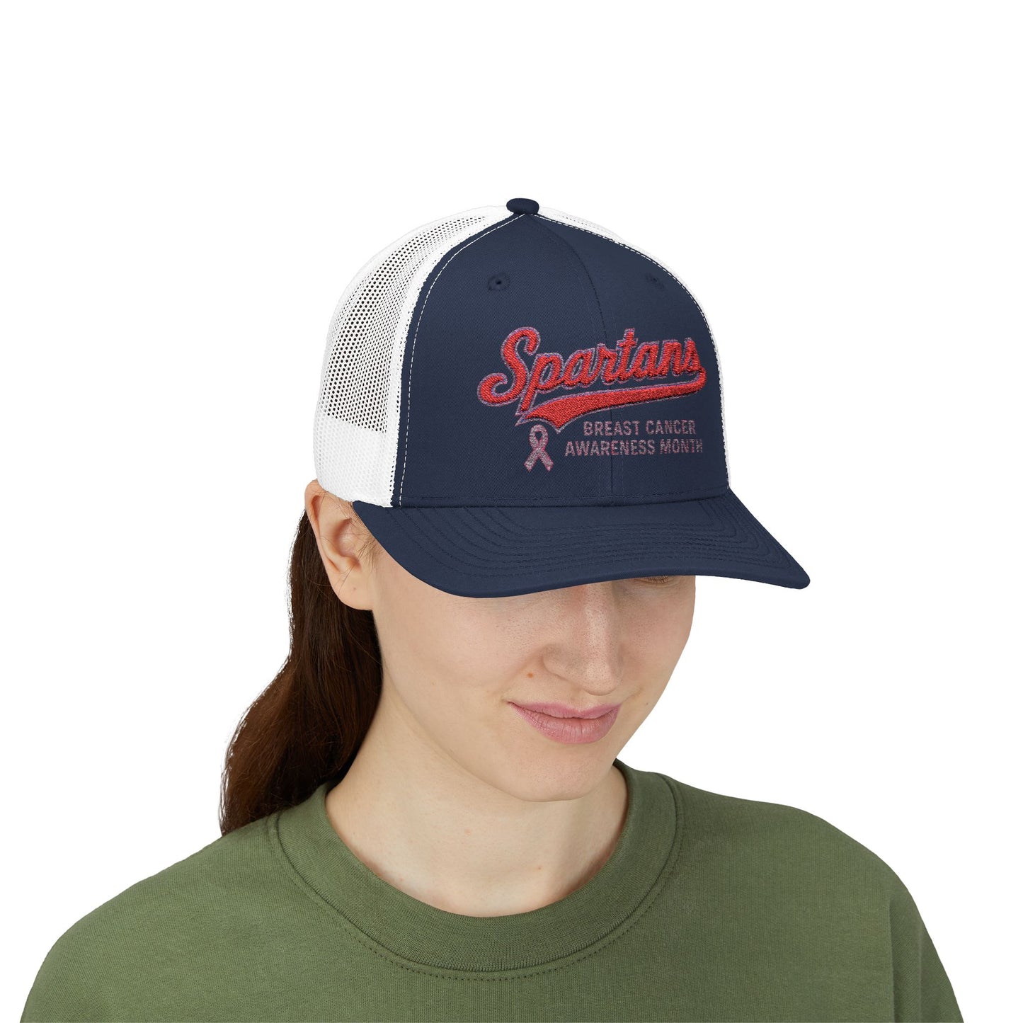 Spartans Breast Cancer Awareness Embroidered Trucker Snapback
