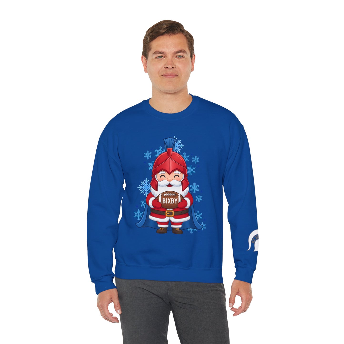 Spartan Football Santa Gildan Sweatshirt With Sleeve Print
