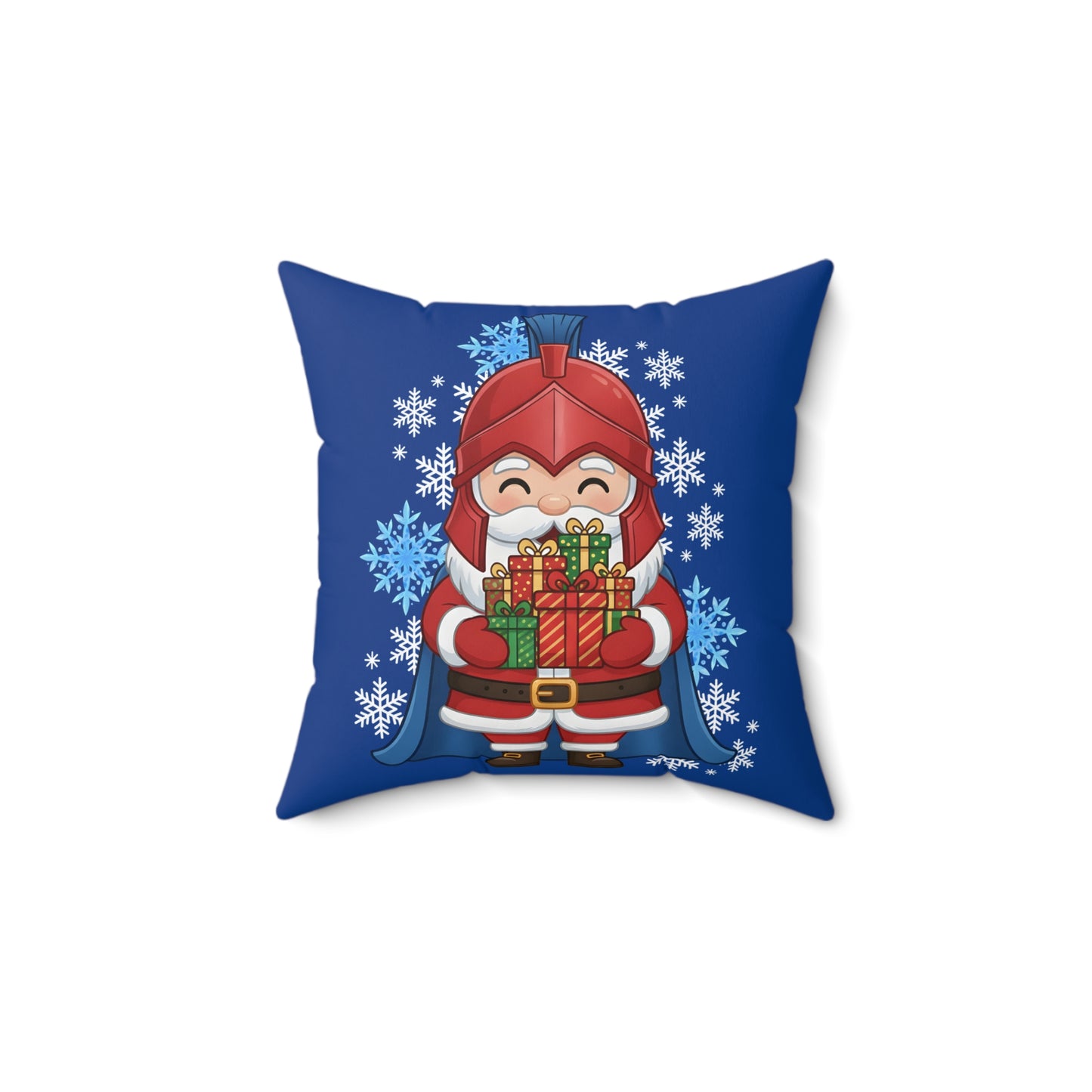 Spartan Santa Blue Christmas Pillow