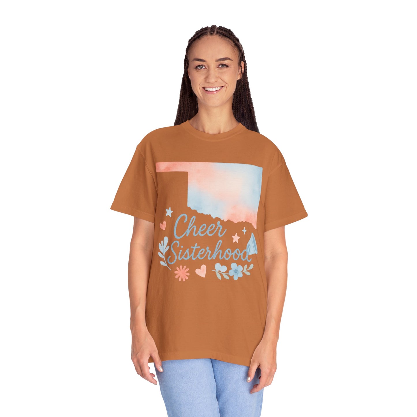 Cheer Sisterhood Bixby OK Watercolor Comfort Colors Tee