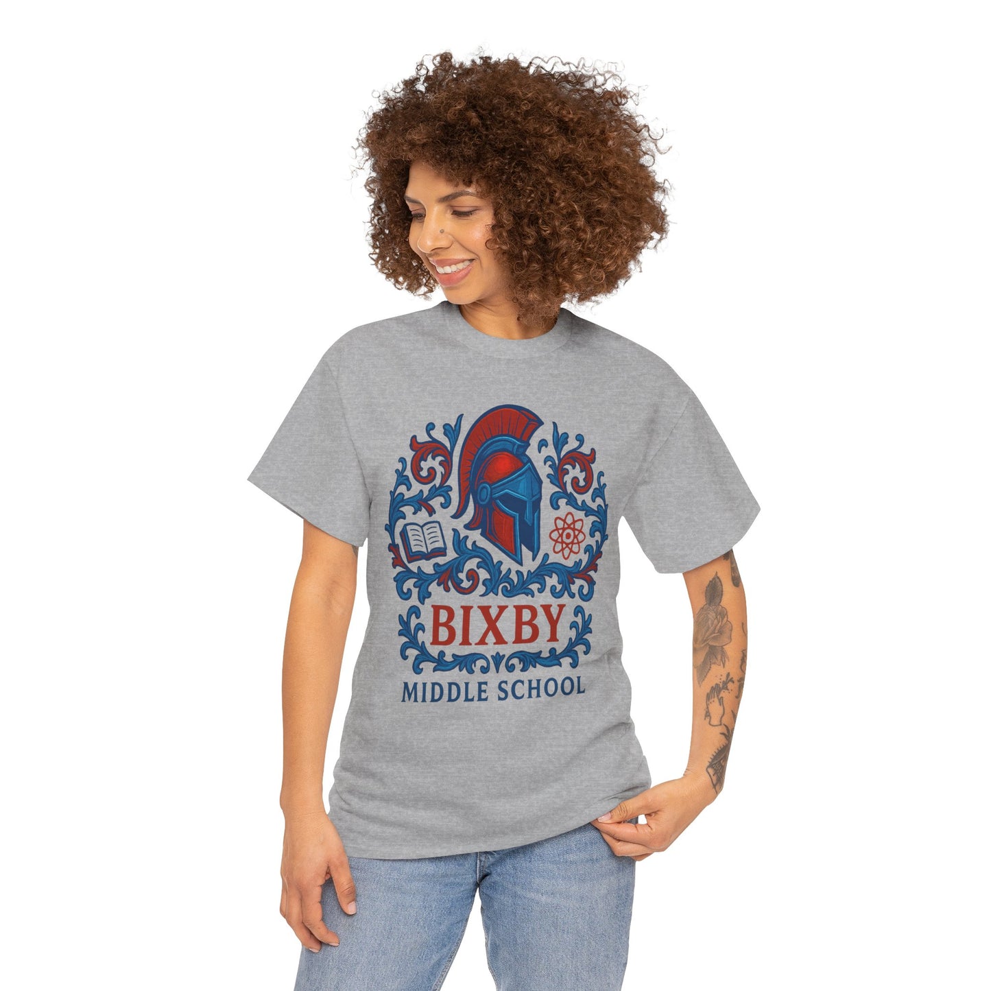 Floral Spartan Bixby Middle School Gildan Tee
