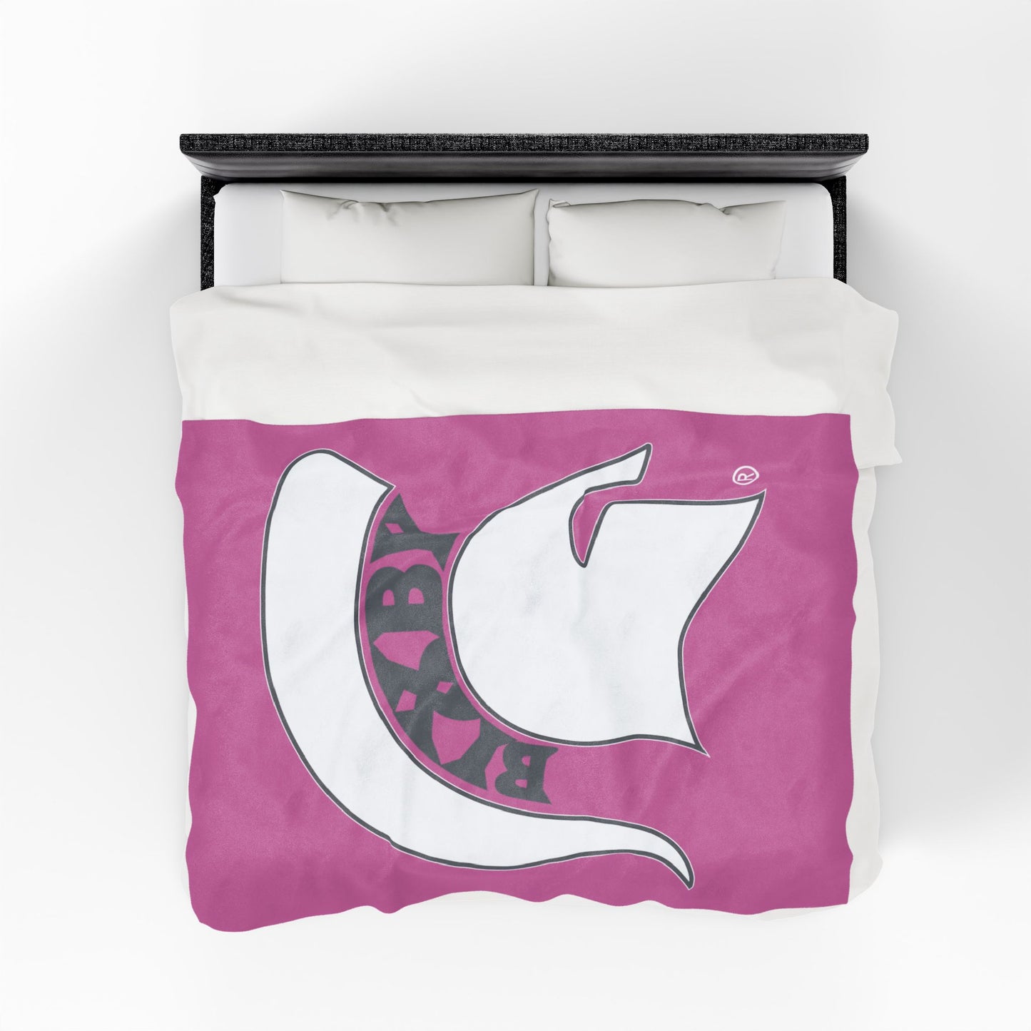 Spartan White Logo Velveteen Plush Pink Blanket