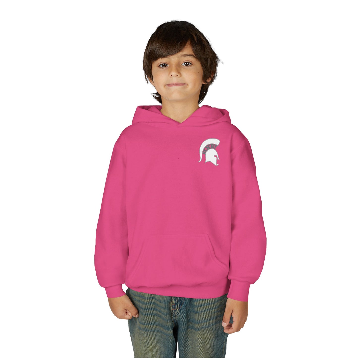 Spartan White Logo Youth Gildan Hoodie