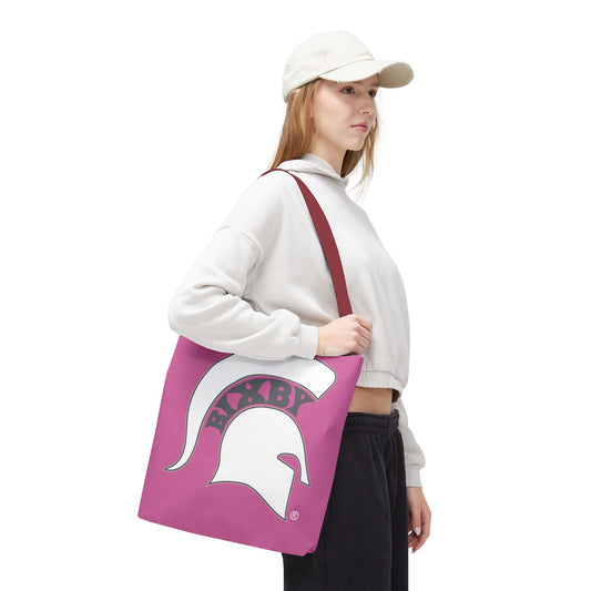 Bixby Spartans White Logo Pink Polyester Tote Bag