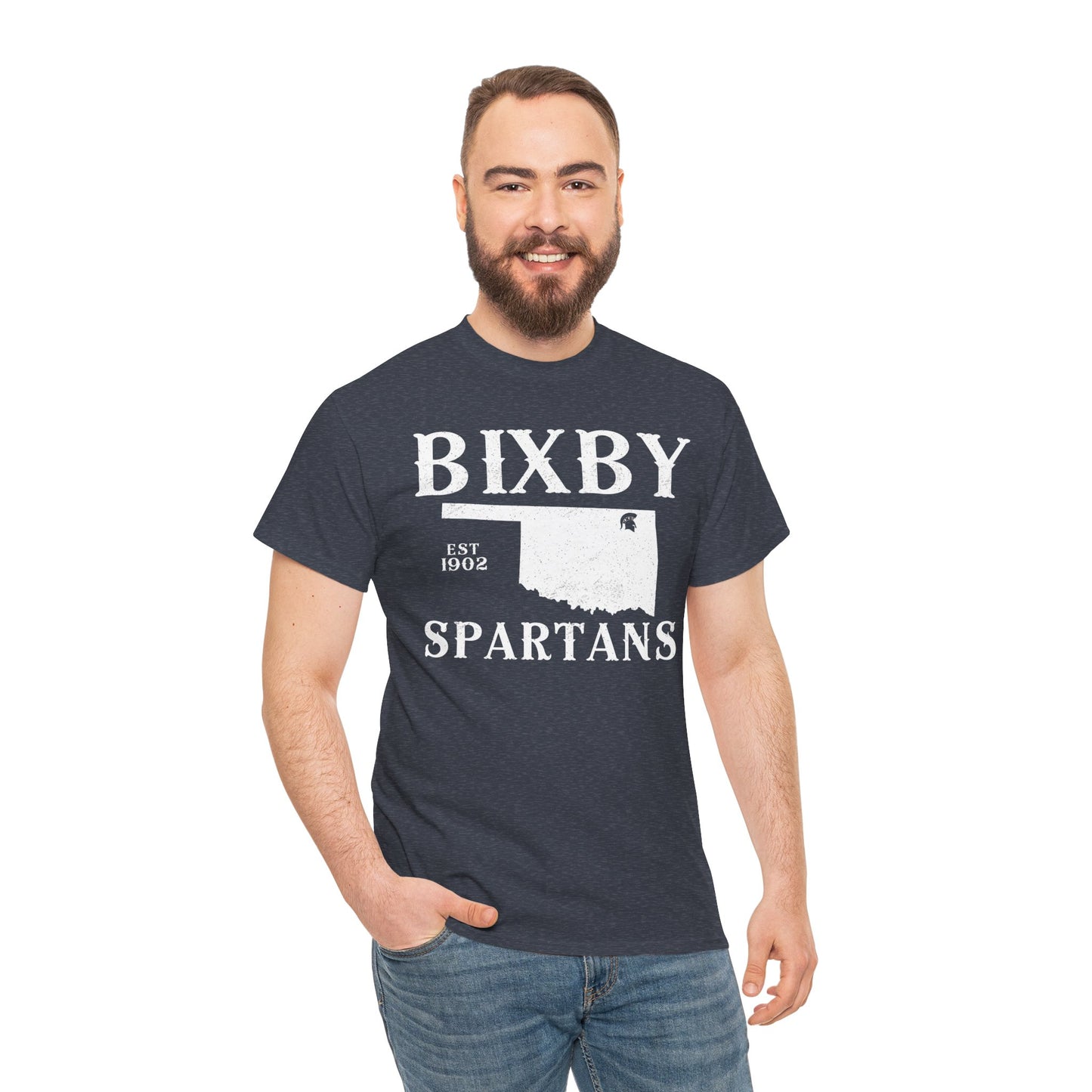 Bixby Oklahoma Spartans Distressed Grunge Effect Gildan Tee
