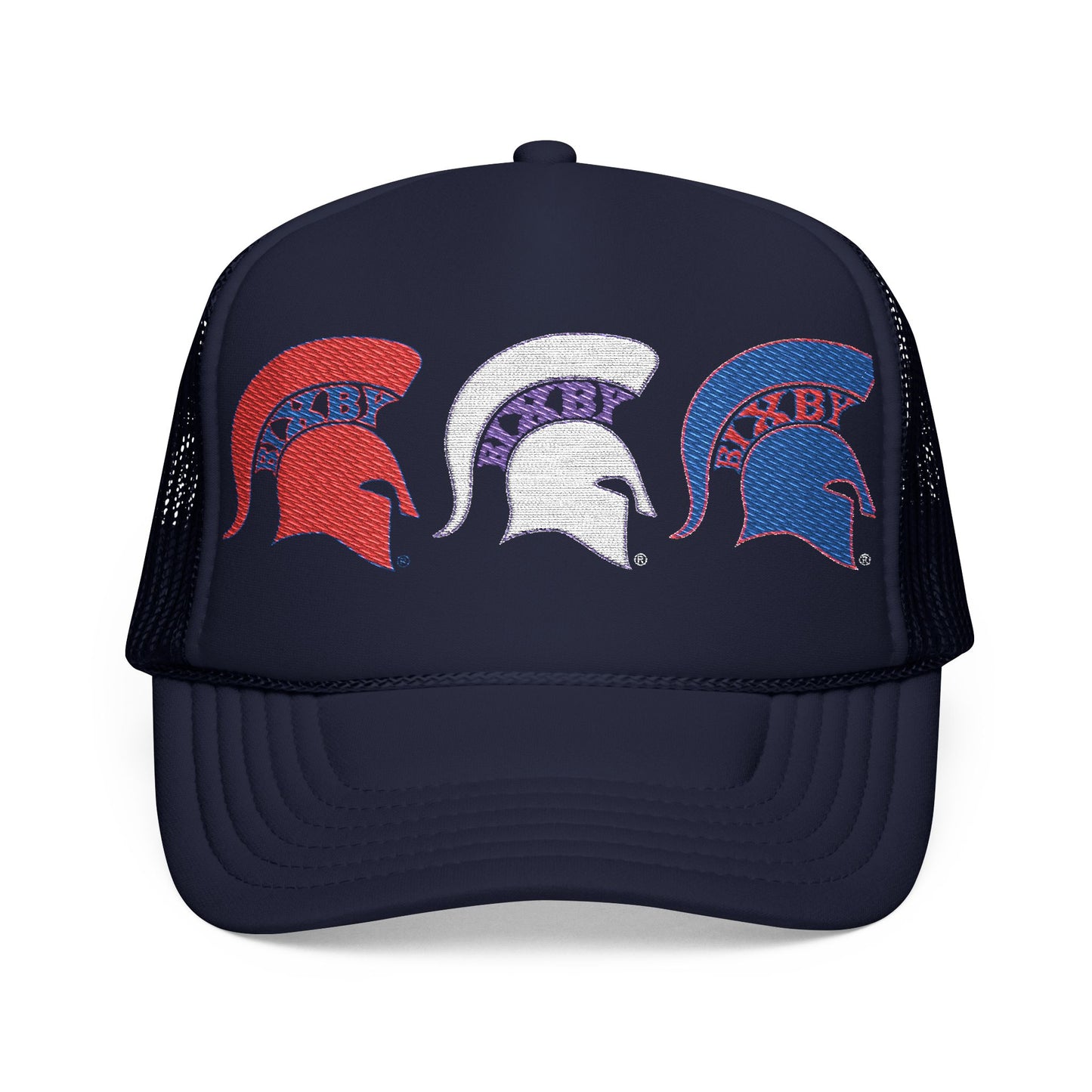 Bixby Spartan Red, White and Blue Embroidered Foam Trucker Hat