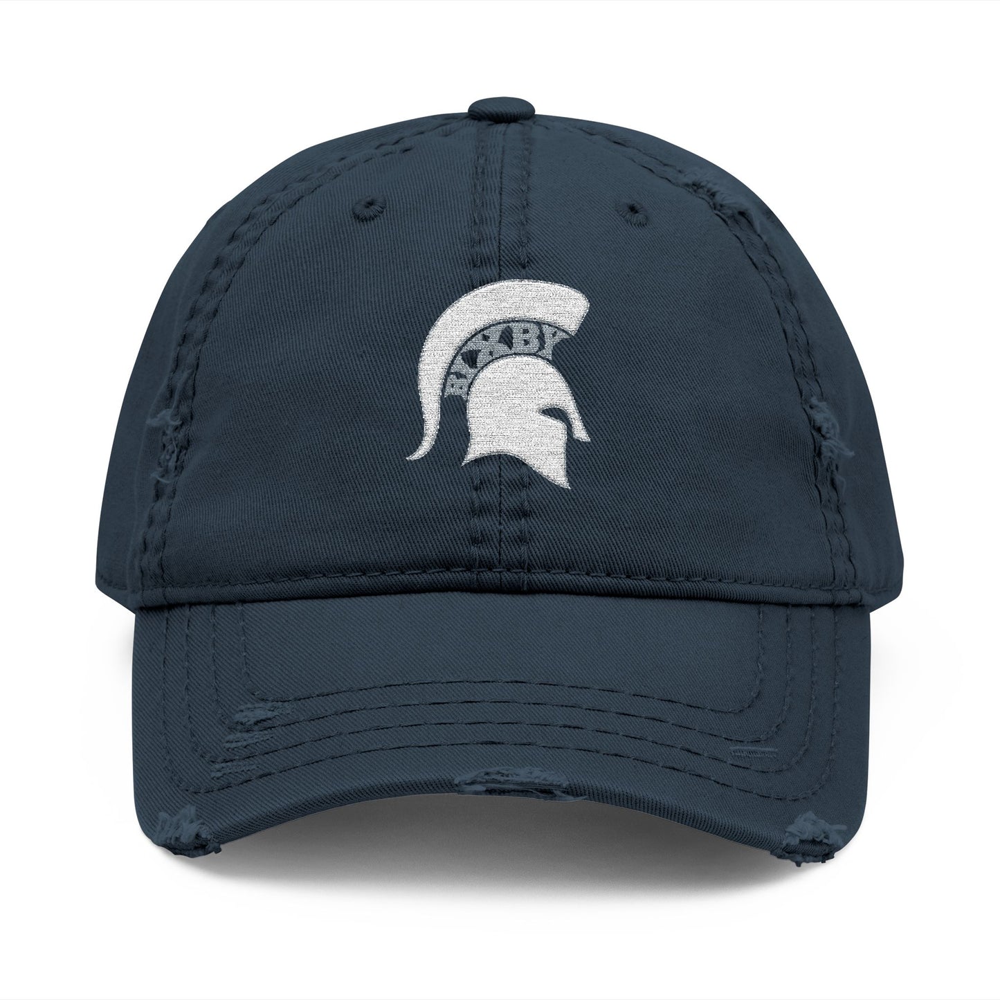 Spartan White Logo Embroidered Distressed Classic Ballcap