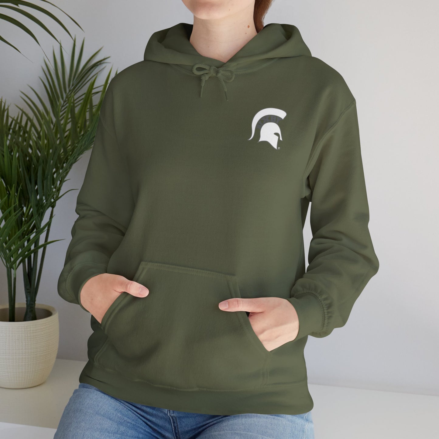 Spartan White Logo Gildan Hoodie