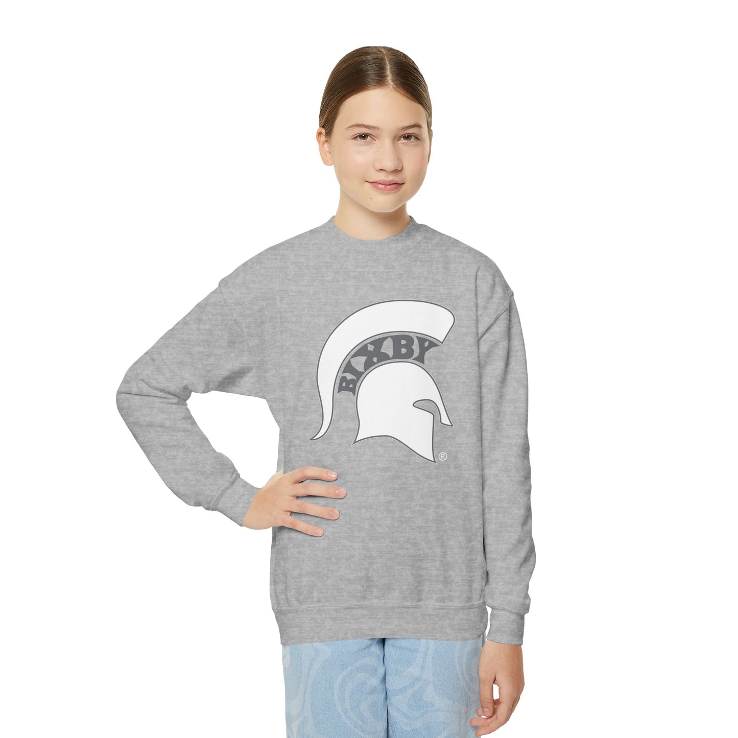 Spartan White Logo Youth Gildan Sweatshirt