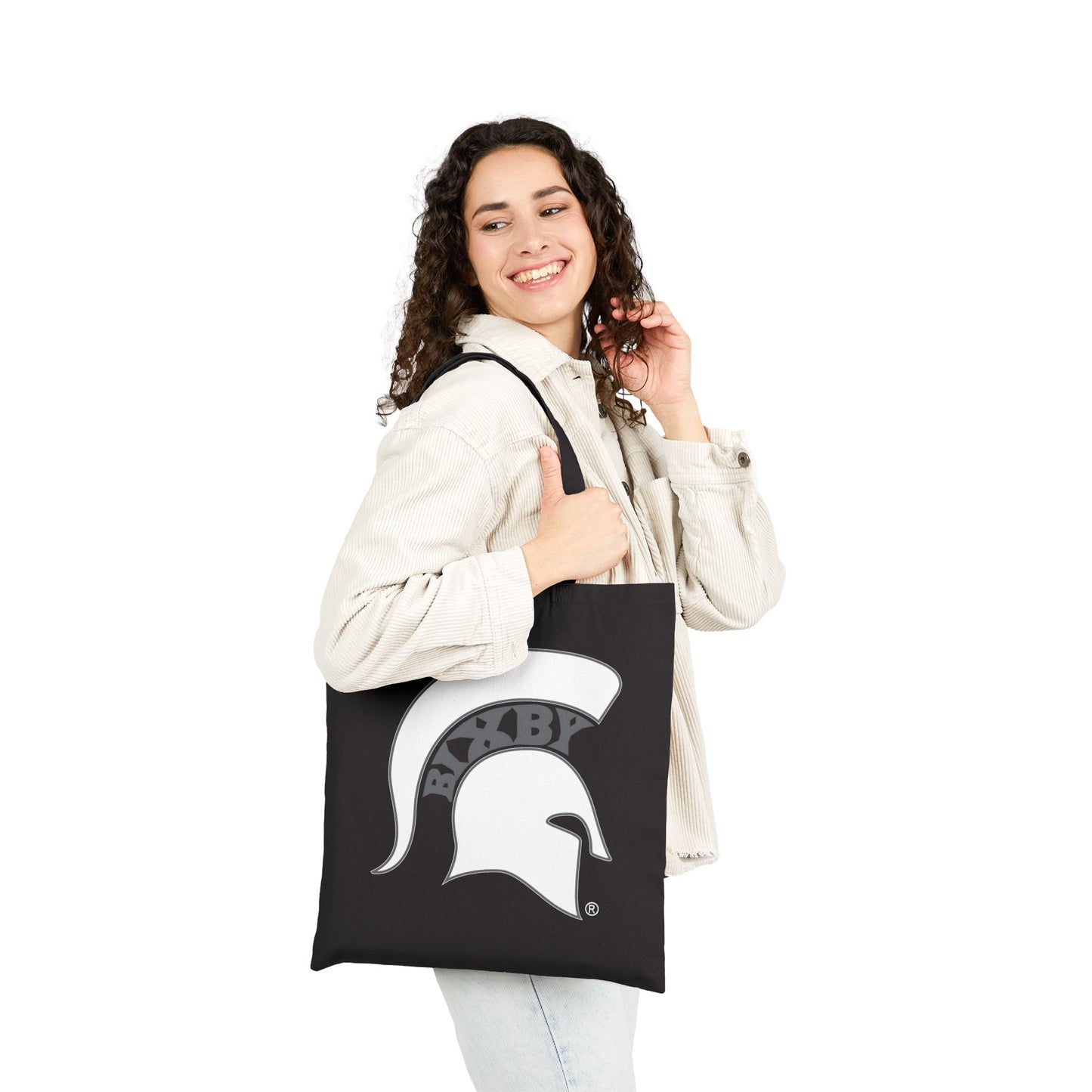 Spartan White Logo Canvas Tote Bag