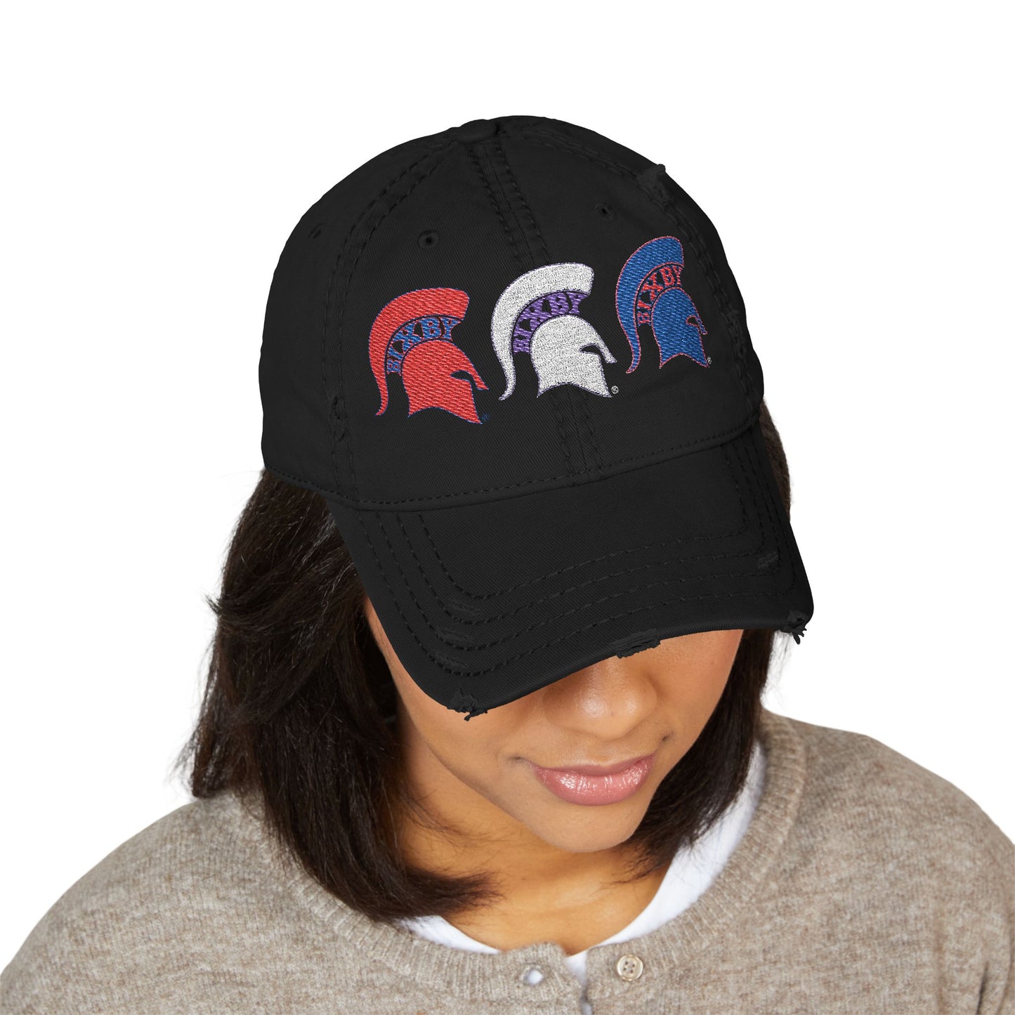 Bixby Spartan Red, White and Blue Embroidered Distressed Ballcap