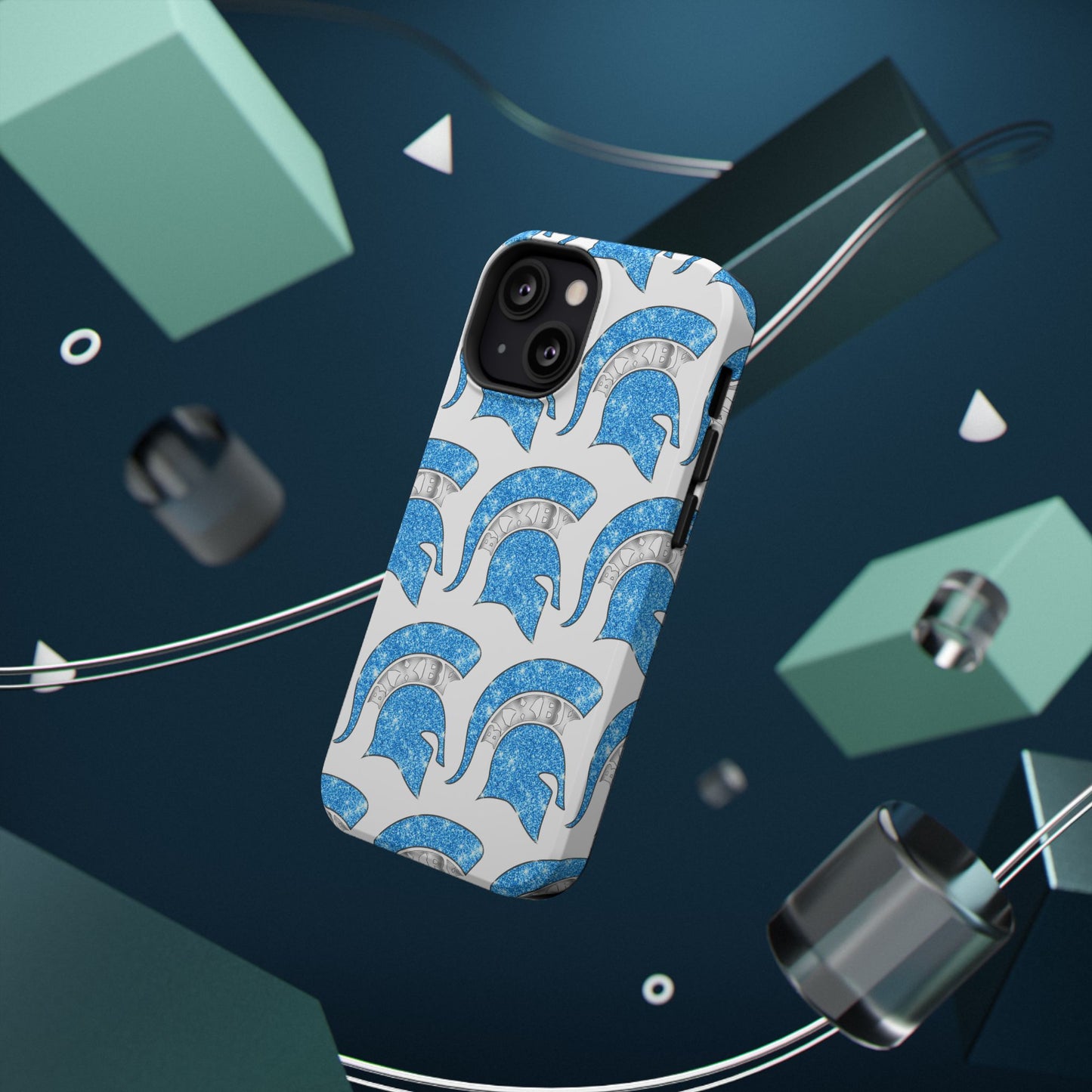 Bixby Spartan Blue Bling Logo Impact Resistant iPhone Case