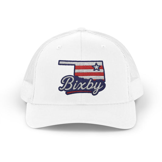 Bixby OK Red White & Blue Embroidered Trucker Snapback