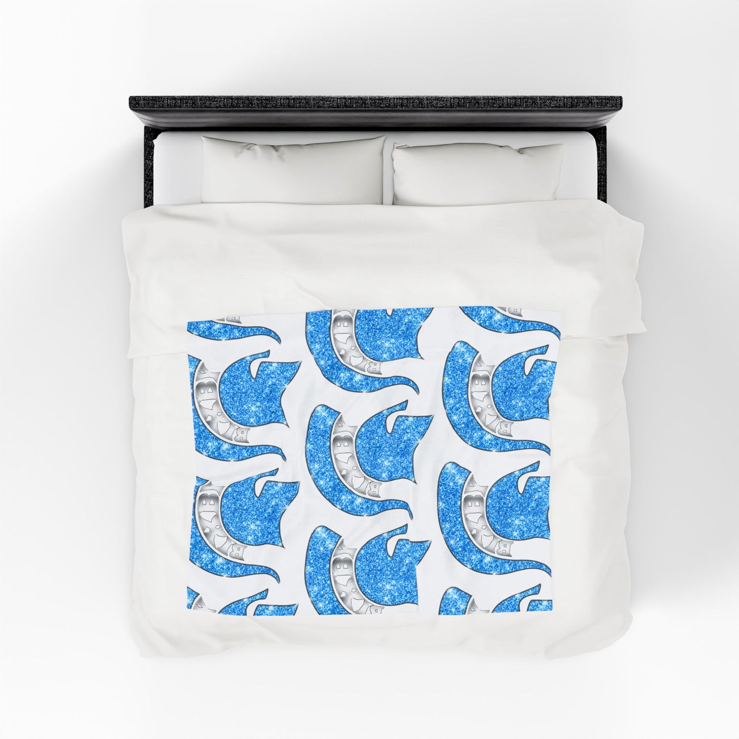 Spartan Blue Bling Logo Velveteen Plush Blanket