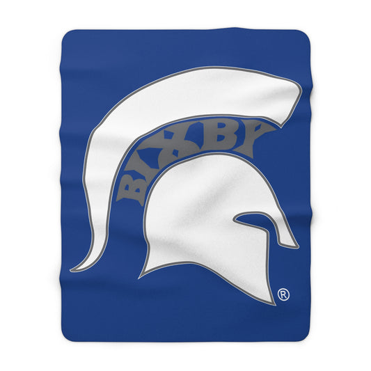 Spartan White Logo Comfy Sherpa Fleece Blanket