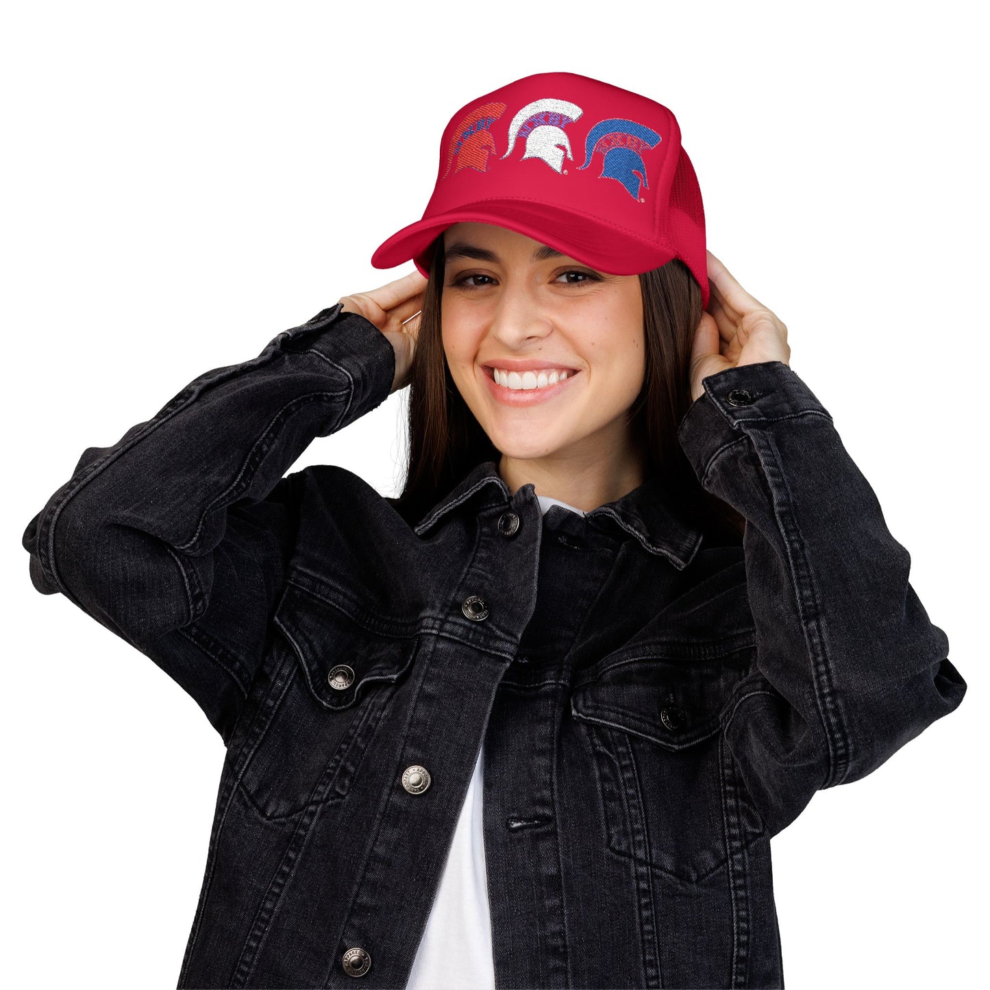 Bixby Spartan Red, White and Blue Embroidered Foam Trucker Hat