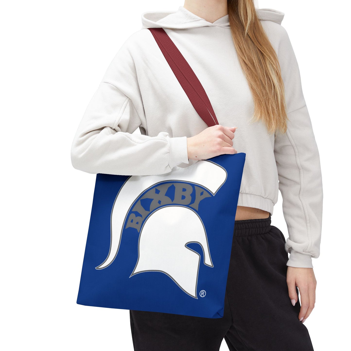 Bixby Spartans White Logo Royal Blue Polyester Tote Bag