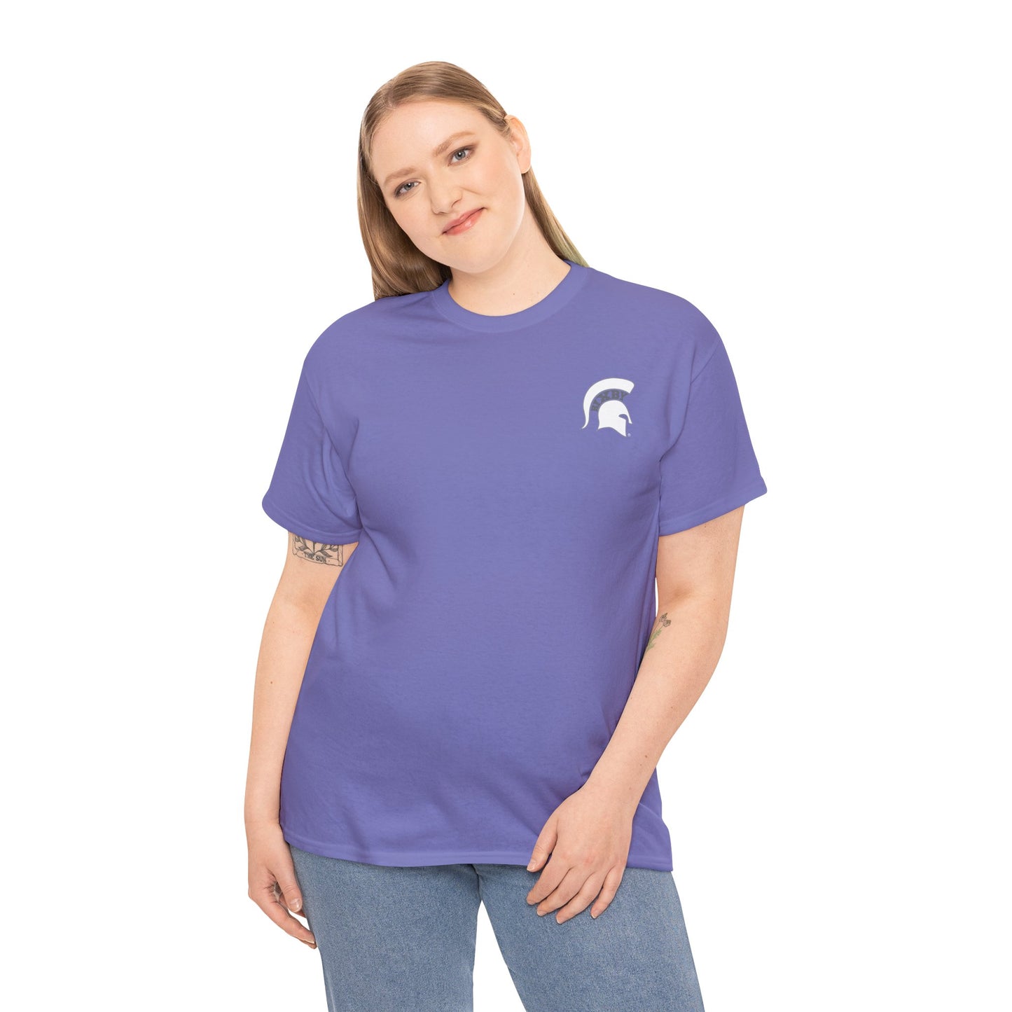 Spartan White Logo Gildan Tee