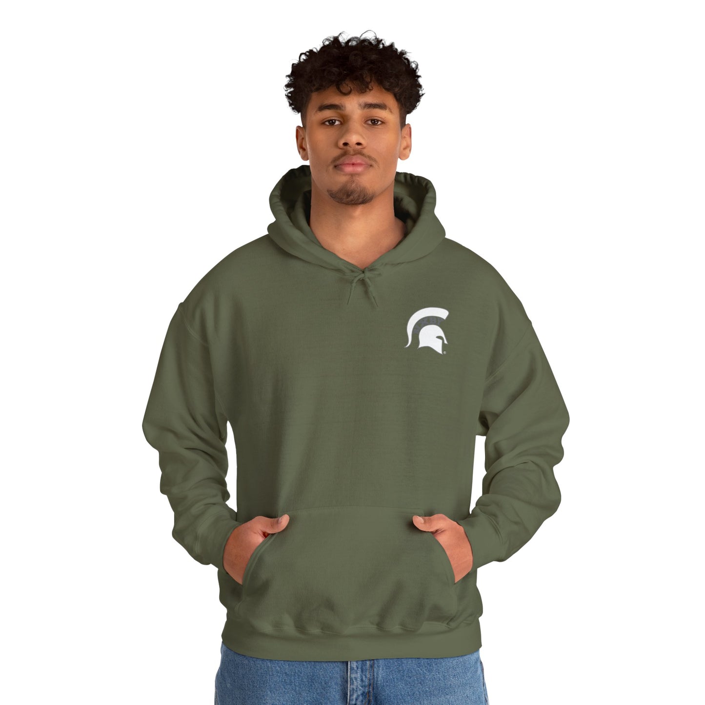 Spartan White Logo Gildan Hoodie