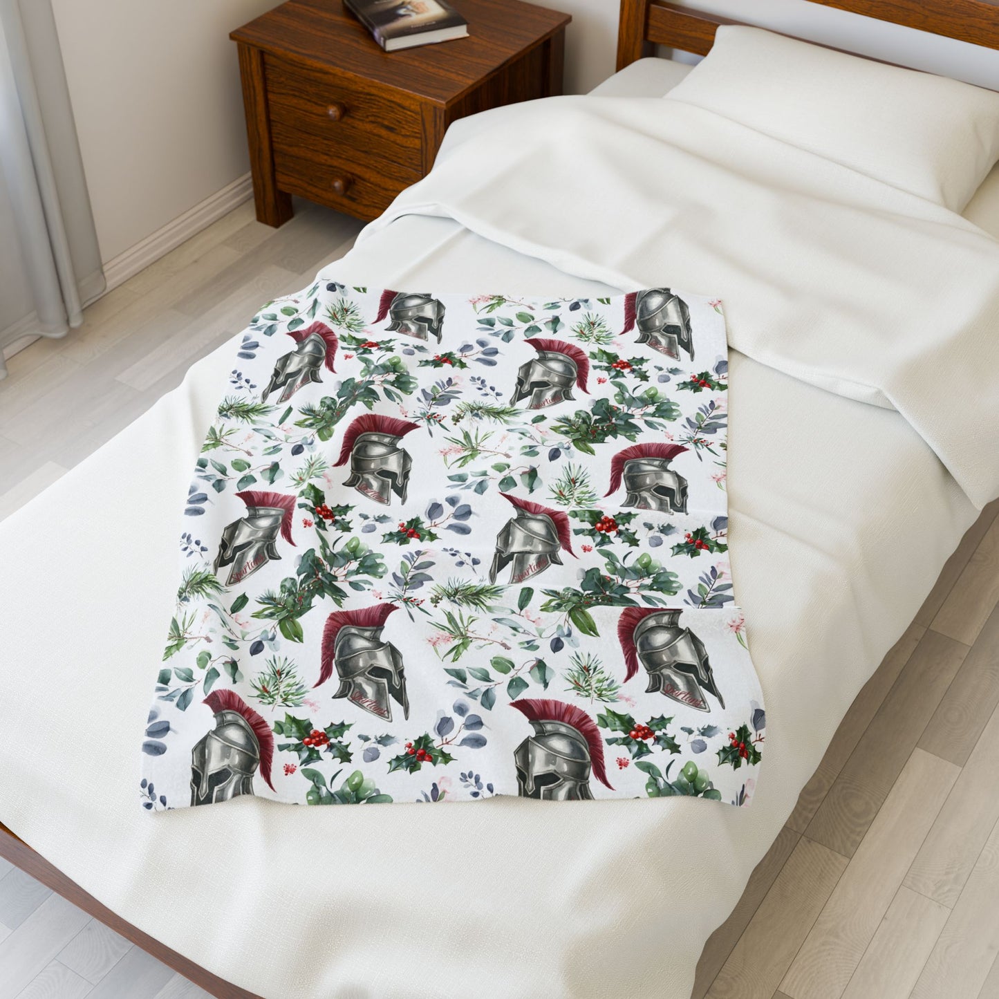 Spartan Christmas Floral Velveteen Plush Blanket