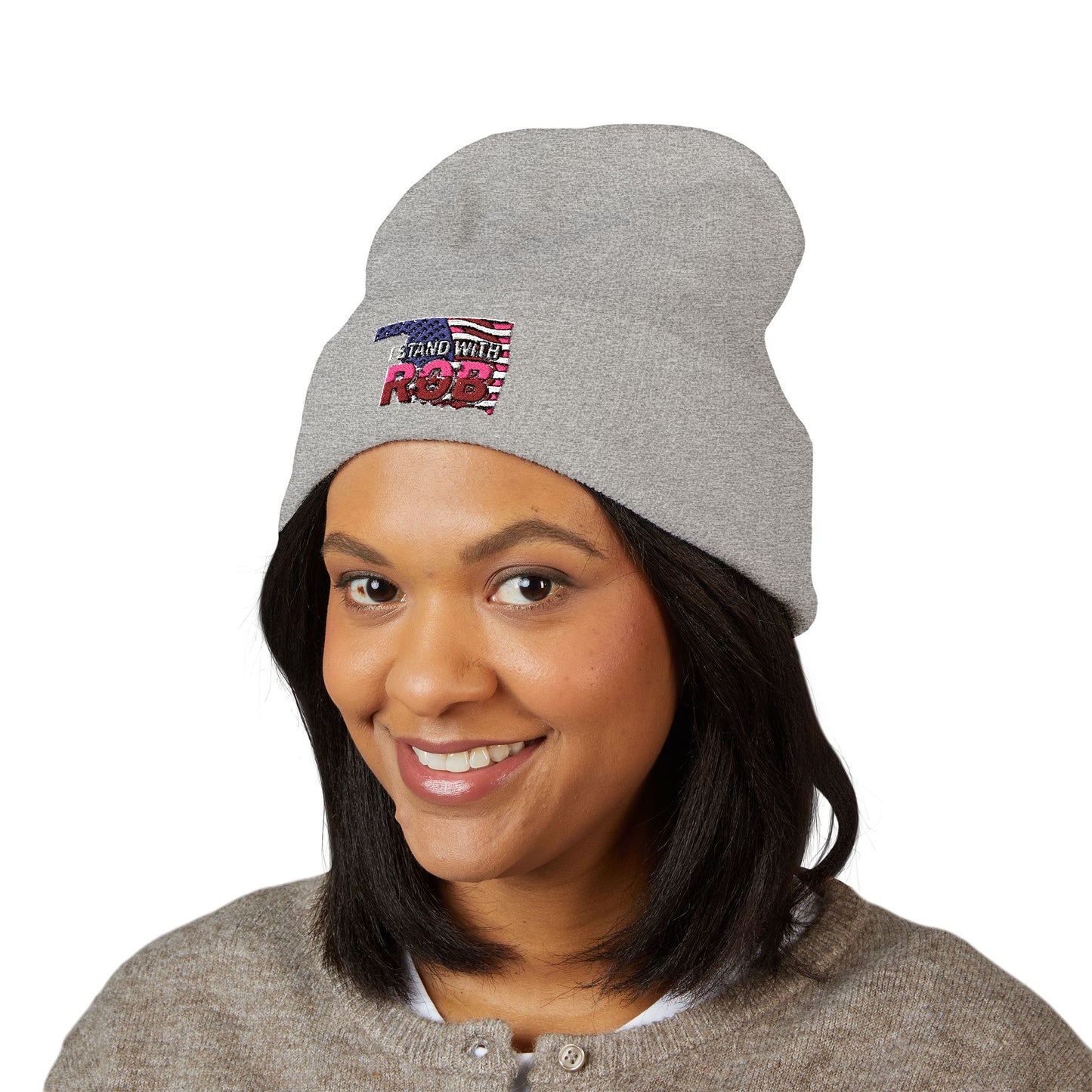 American Flag - I Stand With Rob Embroidered Beanie