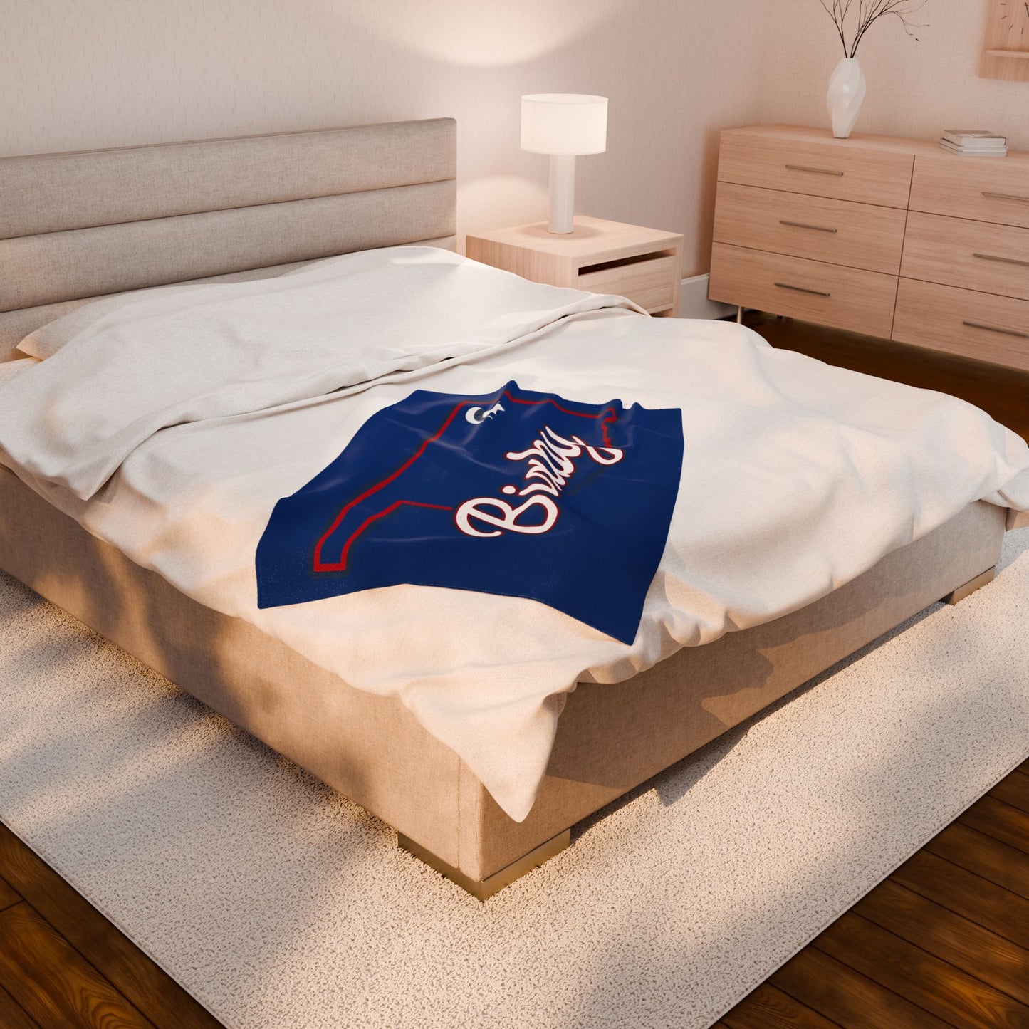 Bixby OK Blue Velveteen Plush Blanket