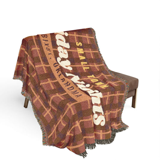 Small Town Friday Nights Plaid Woven Throw Blanket