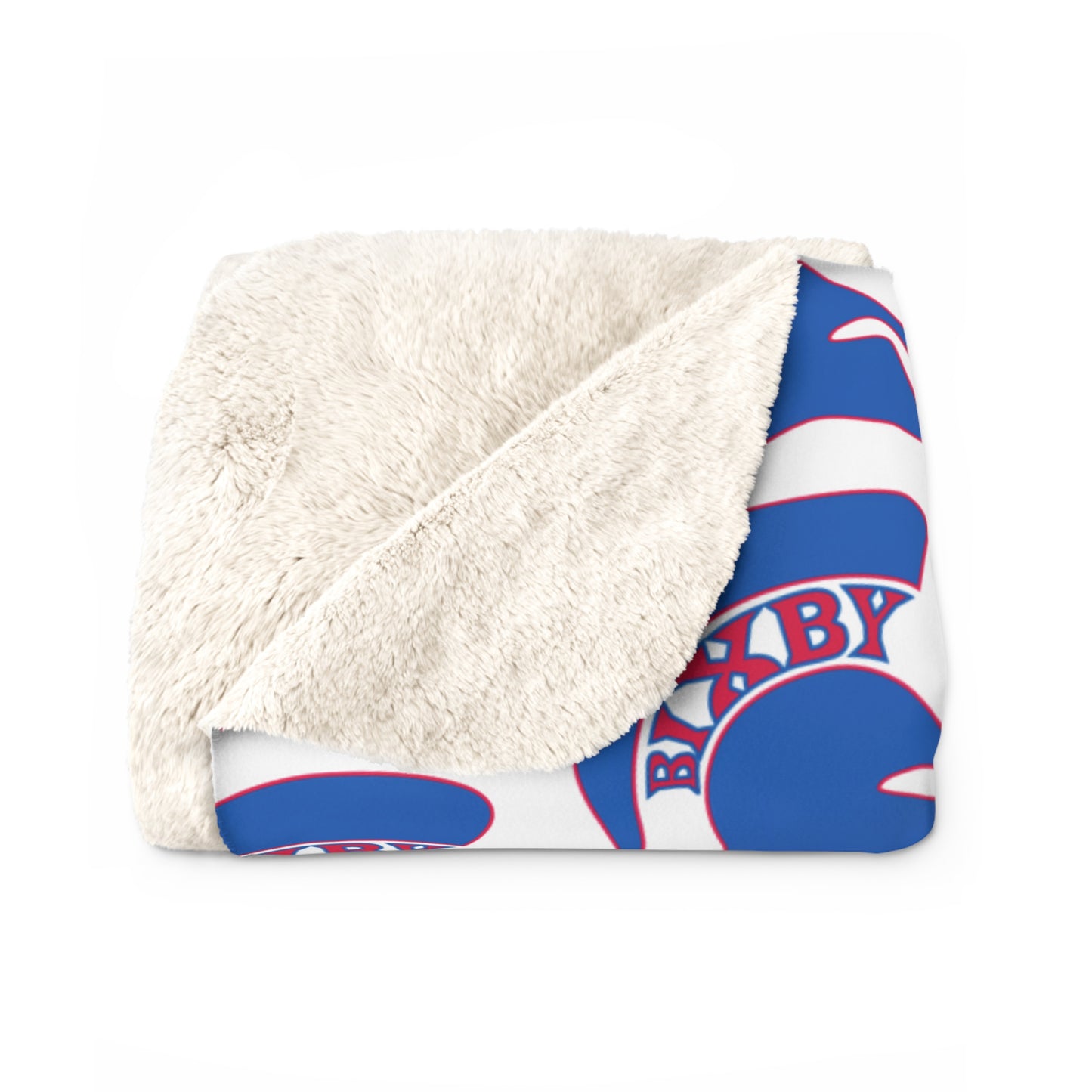 Bixby Blue Patterned Logo Comfy Sherpa Fleece Blanket