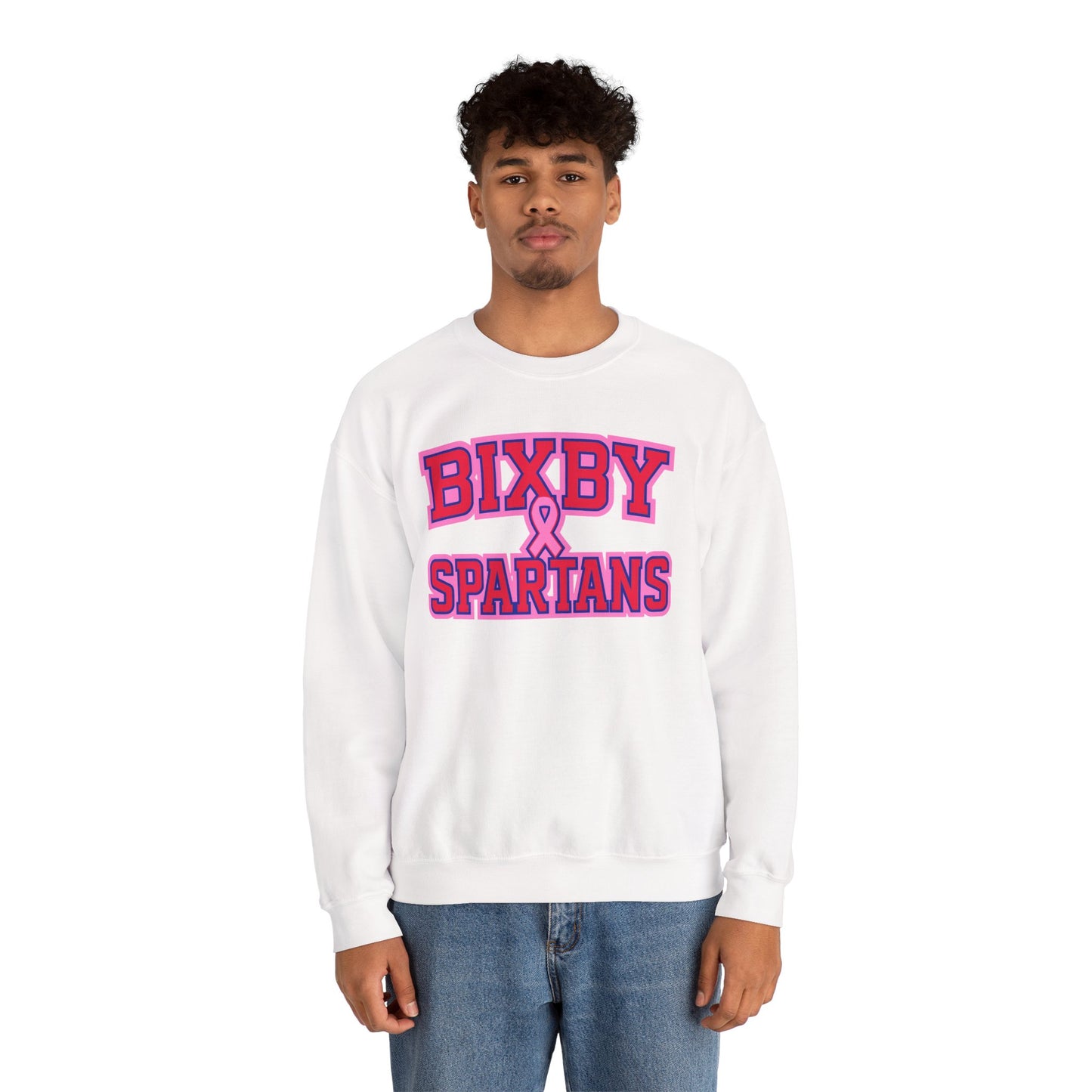 Bixby Spartans Breast Cancer Awareness Gildan Sweatshirt