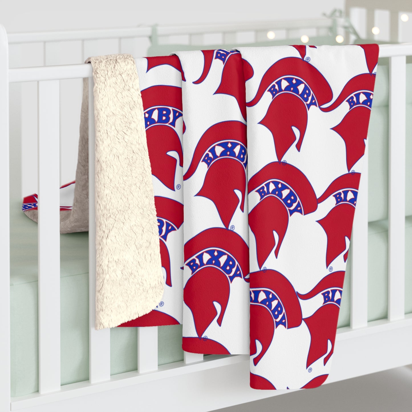 Spartan Red Small Pattern Logo Comfy Sherpa Fleece Blanket