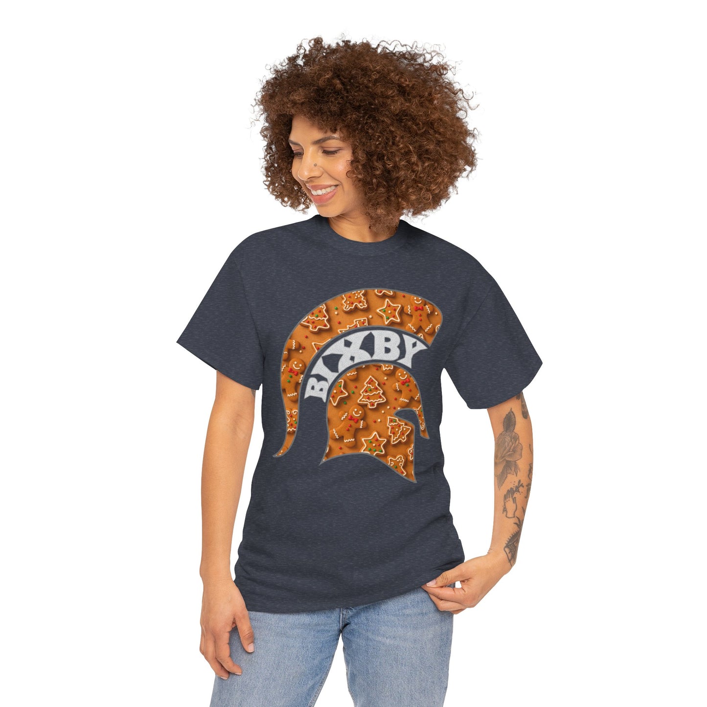 Bixby Spartan Gingerbread Helmet Gildan Tee