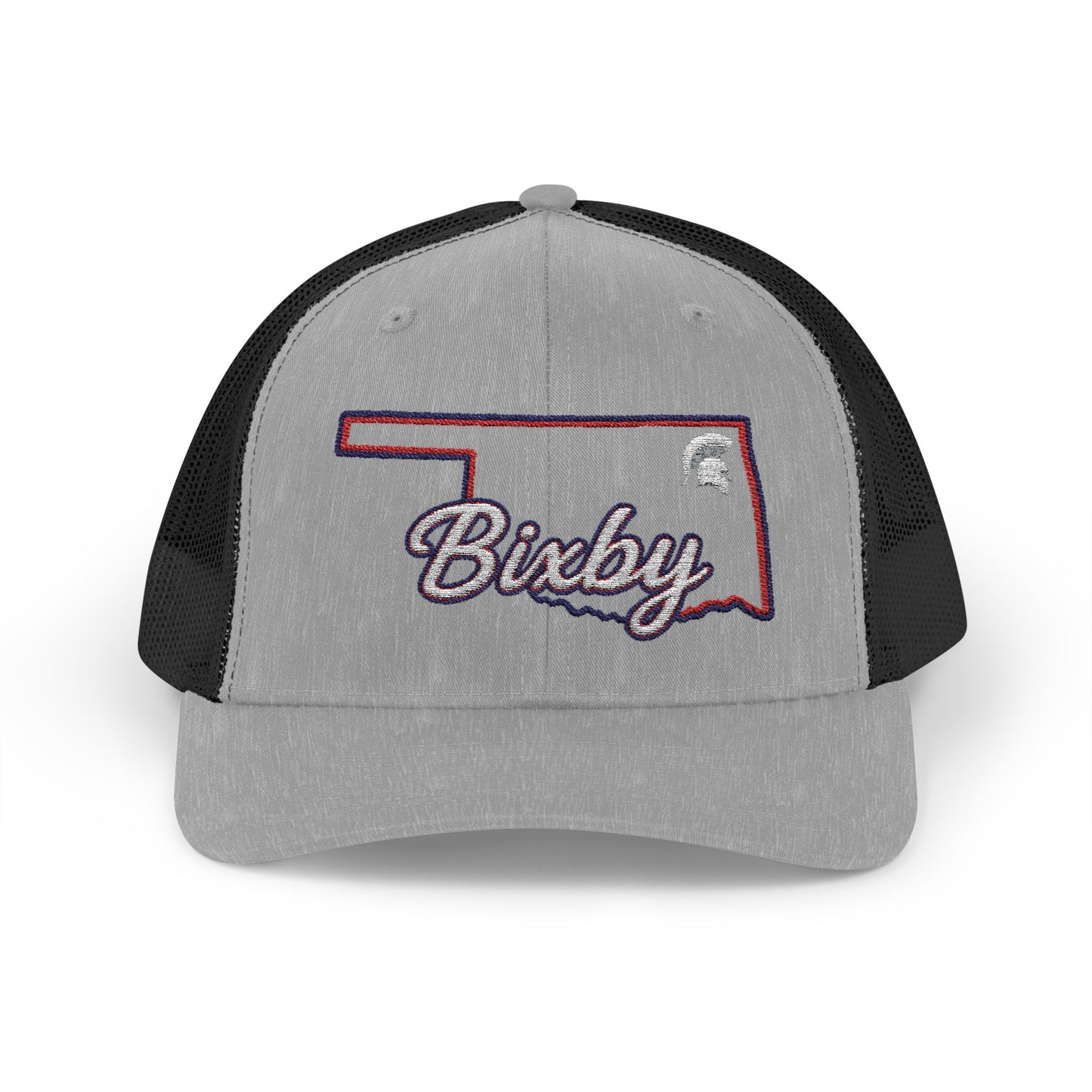Bixby Oklahoma White Spartan Logo Trucker Snapback Hat