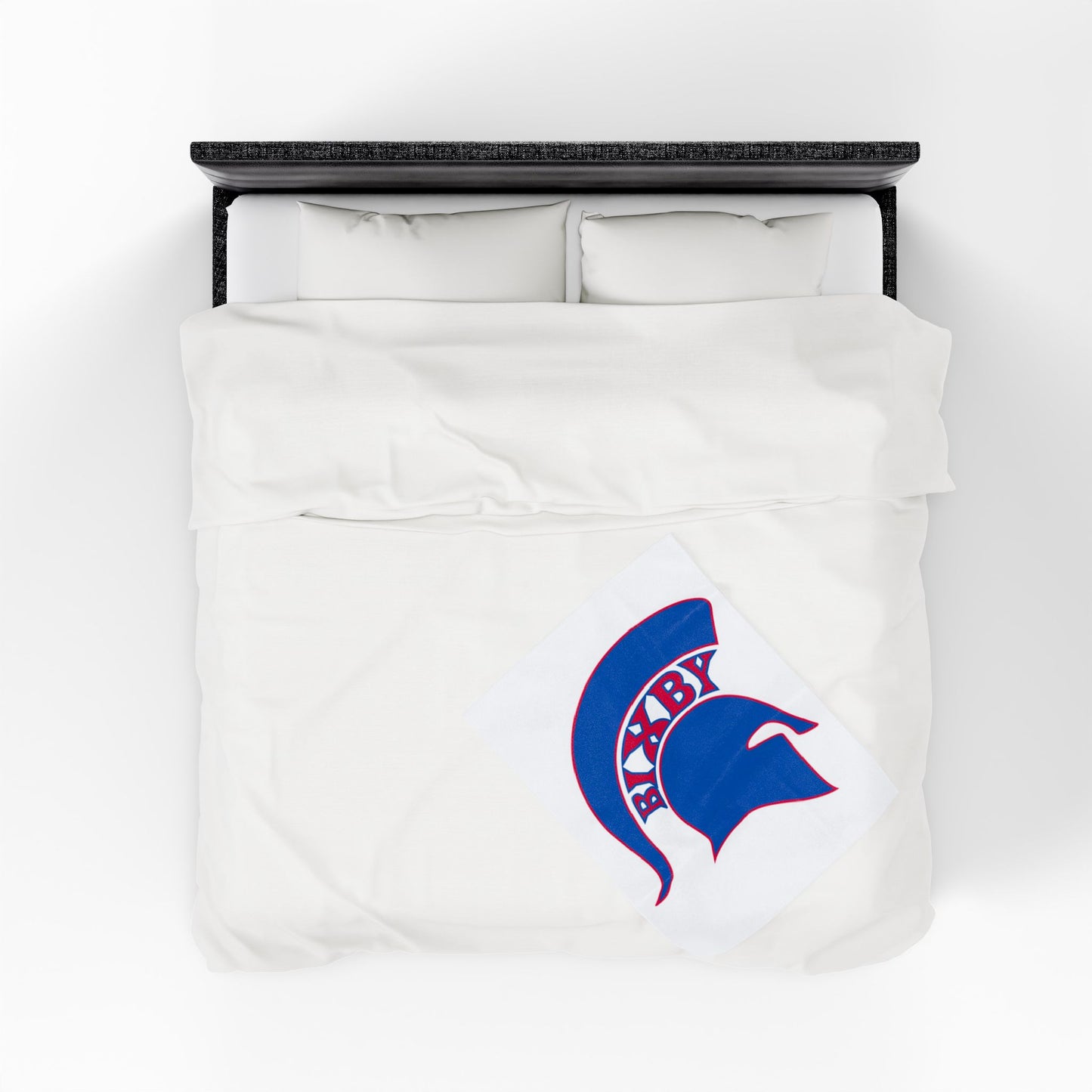 Spartan Blue Logo Velveteen Plush Blanket