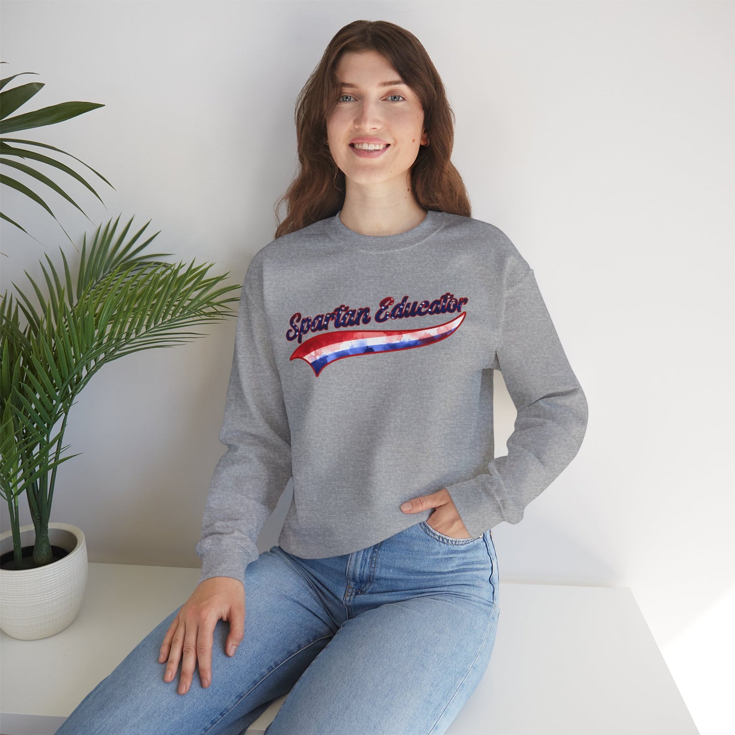 Spartan Educator Patriotic Design Gildan Sweatshirt
