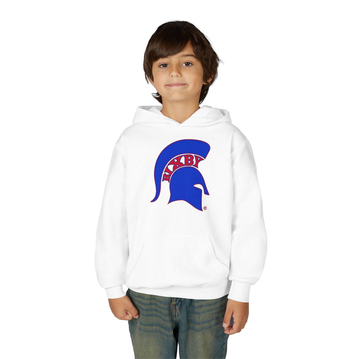Spartan Blue Logo Youth Gildan Hoodie