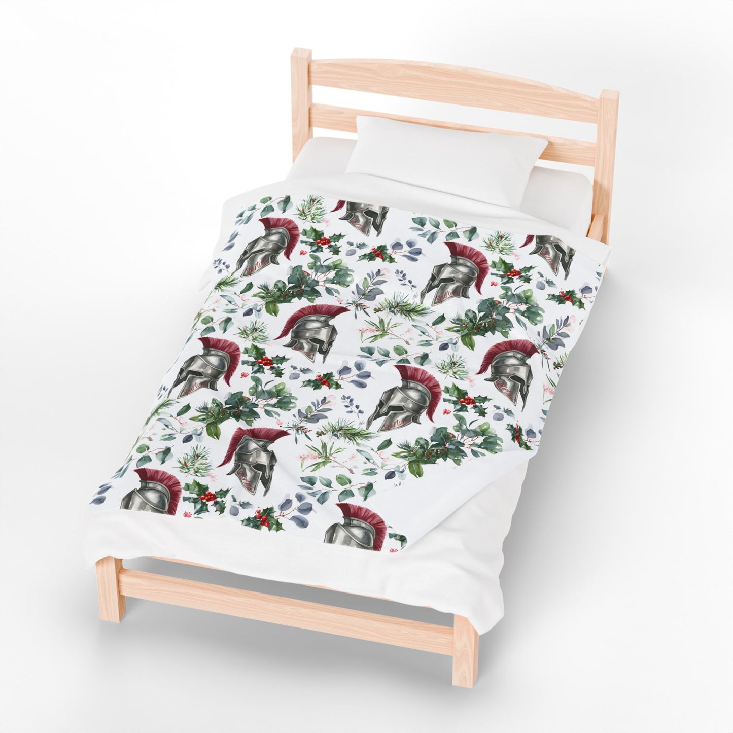Spartan Christmas Floral Velveteen Plush Blanket
