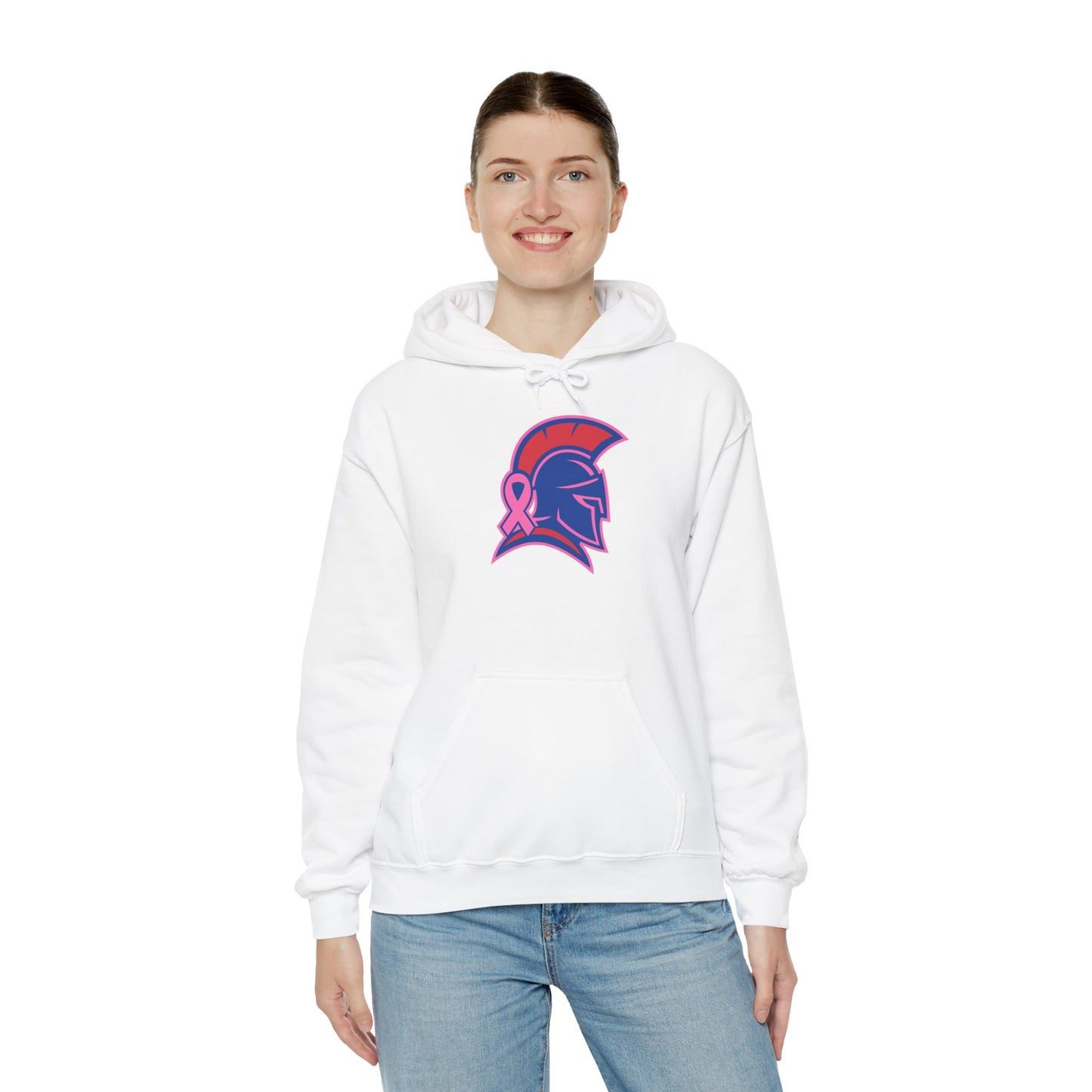 Spartan Helmet Breast Cancer Awareness Gildan Hoodie