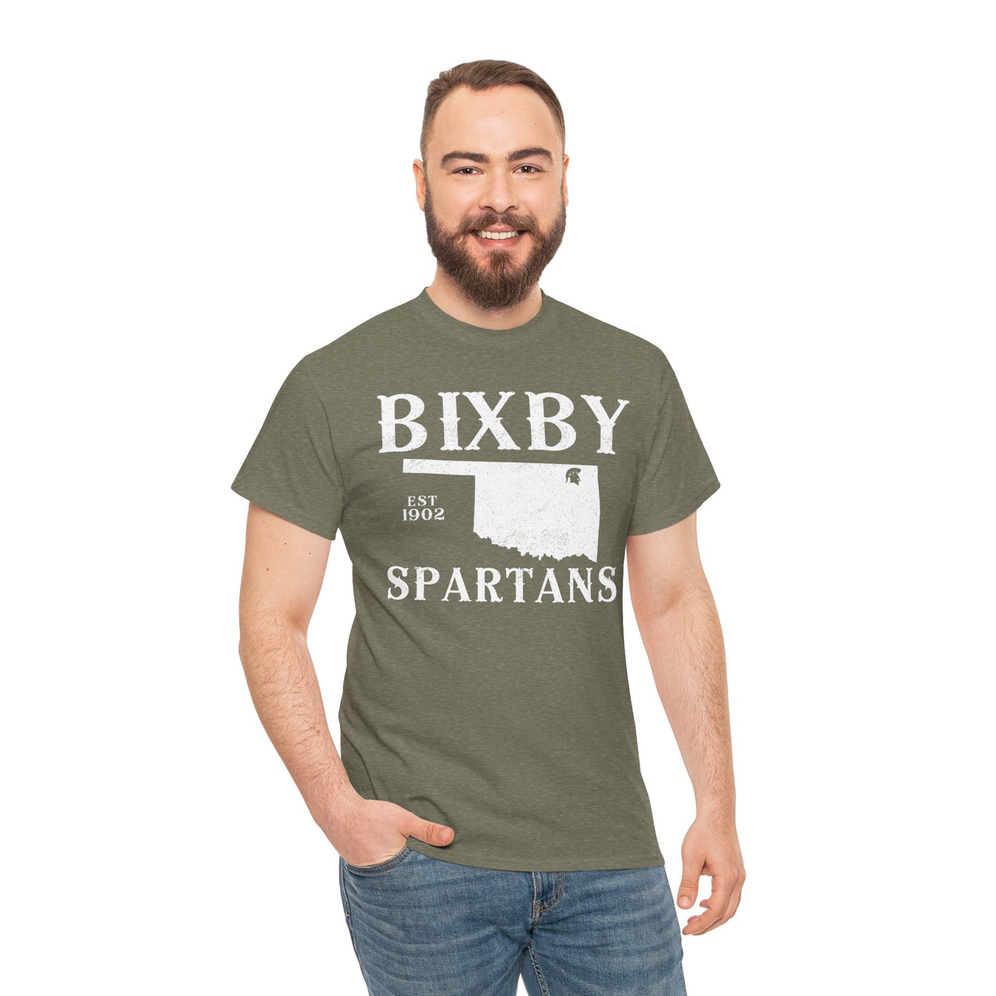 Bixby Oklahoma Spartans Distressed Grunge Effect Gildan Tee