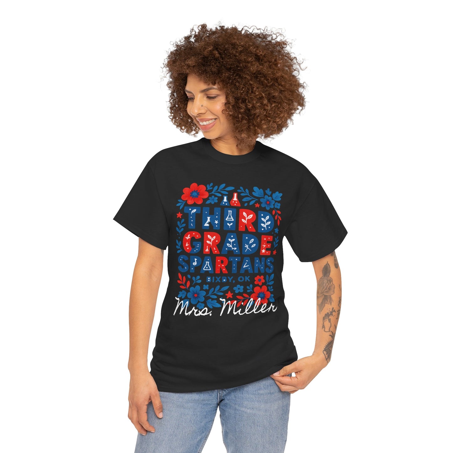 Floral Third Grade Spartan Gildan Tee