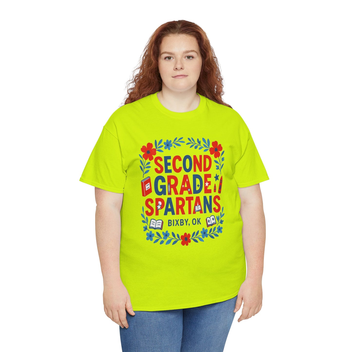 Floral Second Grade Spartan Gildan Tee
