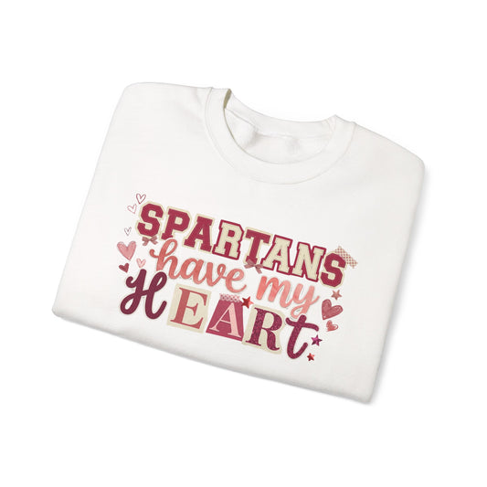 Spartans Have My Heart Collage Print Gildan Sweatshirt